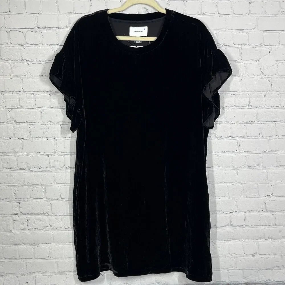Current Elliott Mini Dress Black Women Size 2 Velvet Effortless Cool Gir Punk